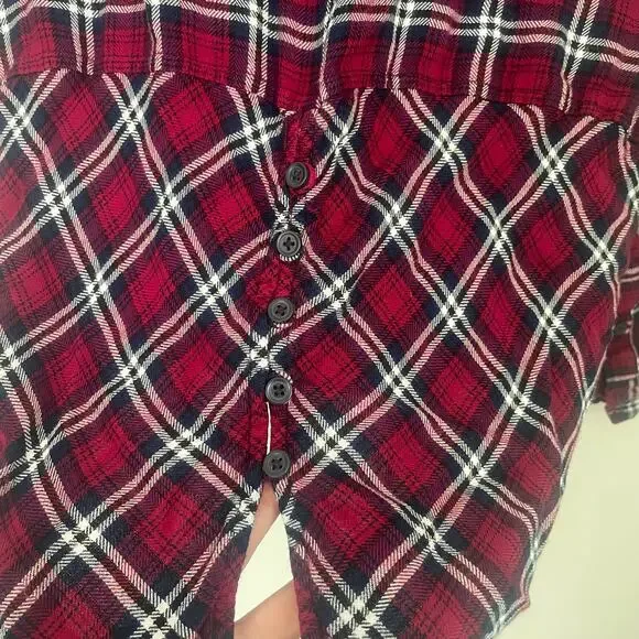 beachlunchlounge Shirt, Women's Size L, Red White Black, Plaid, Button Up - Picture 8 of 14
